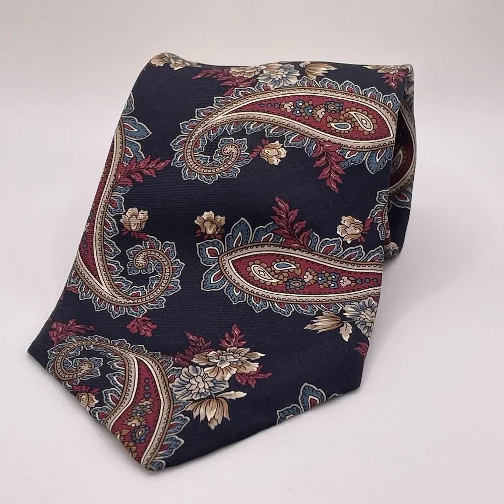 VTG Sutter and Grant Black Paisley 100% Silk Men's Neck Tie  USA Long‎ 61